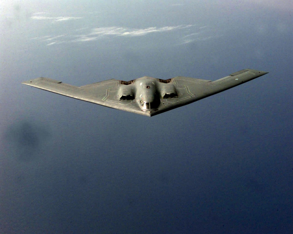A B-2 Spirit prepares to receive fuel from a KC-135 during a mission in the European Theater supporting NATO Operation Allied Force. (U.S. Air Force photo by SSgt Ken Bergmann) ( Released )